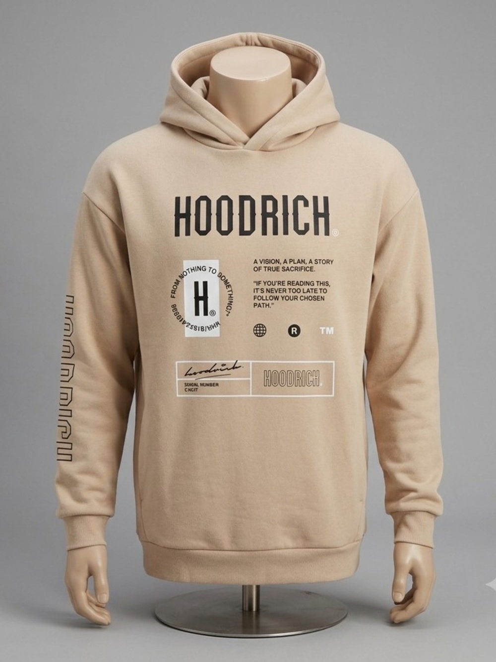 Hoodrich Men's Beige Graphic Hoodie